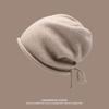 Autumn and winter pile hats autumn and winter hats women's curled edges show their faces Baotou versatile warm hat big head knitted drawstring