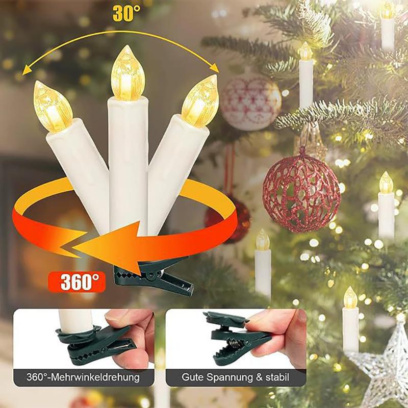 10/20Pcs Led Candle Lights Solar-Powered String Lights Christmas And Easter Outdoor Patio Clip-On Decorative
