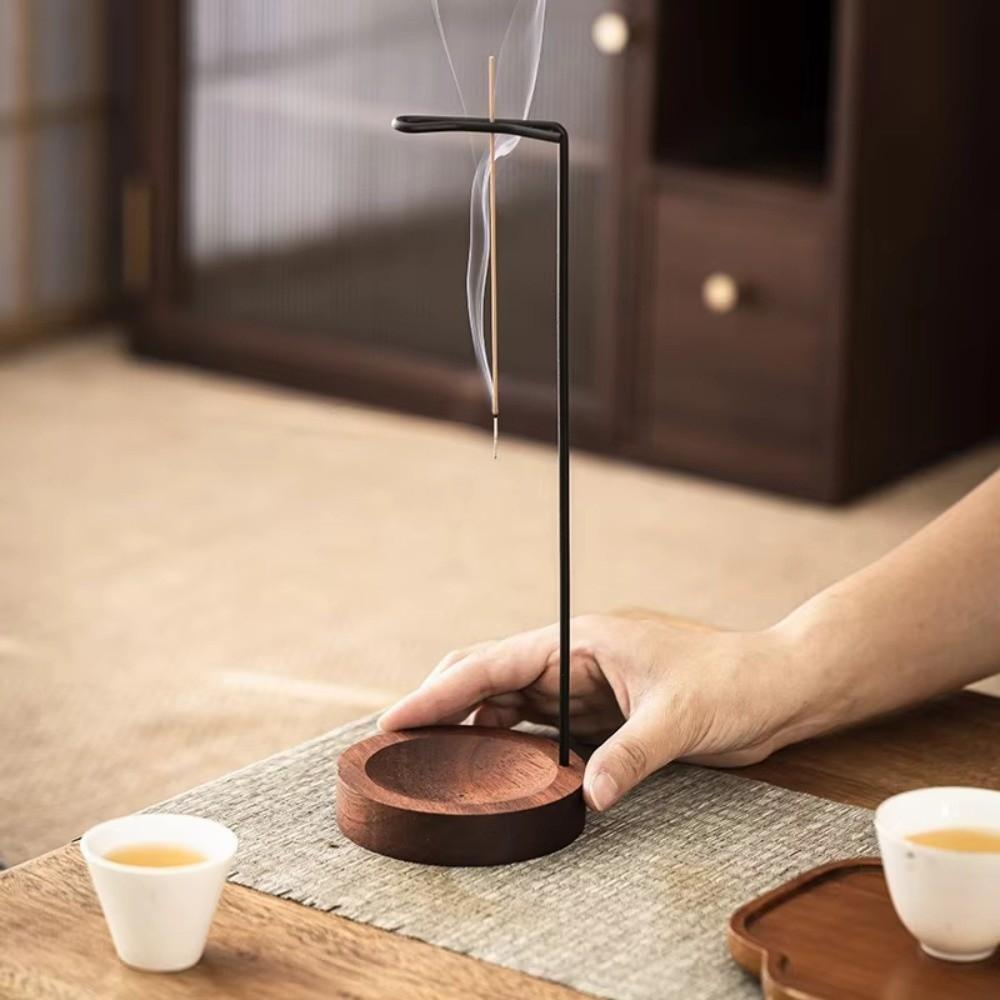 Incense Burner Mosquito Incense Plate Holder Upside Down Desktop Decor Incense Stick Holder Wooden Anti-Ash Design