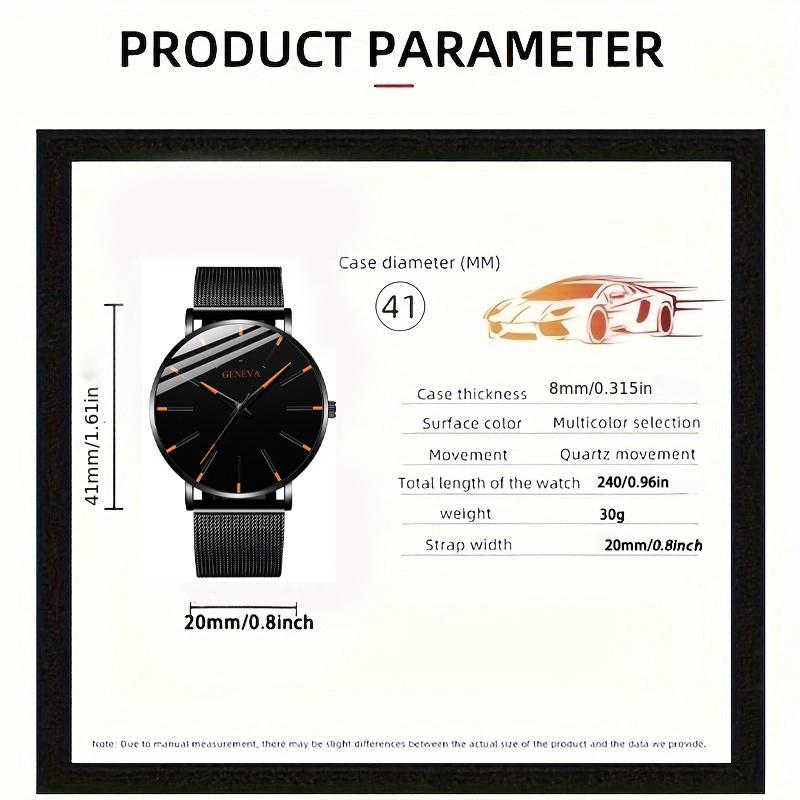 GENEVA 2 шт./комплект, элегантные модные мужские круглые кварцевые часы и браслет, идеи подарков для мужчин
