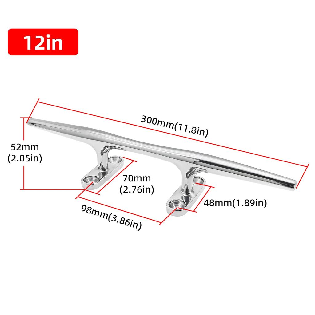 5" 6" 8" 10" 12" Stainless Steel Mirror Finish Heavy Duty Boat Hollow Base Cleat Circular Bolt Marine Marine Yacht Accessories