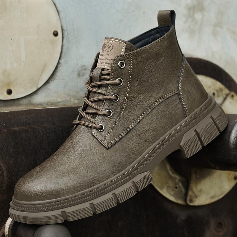 High Top Mens Oxford Shoes Genuine Leather Men Basic Boots High Quality Leisure Boots High Quality Male Soft Ankle Walking Shoes