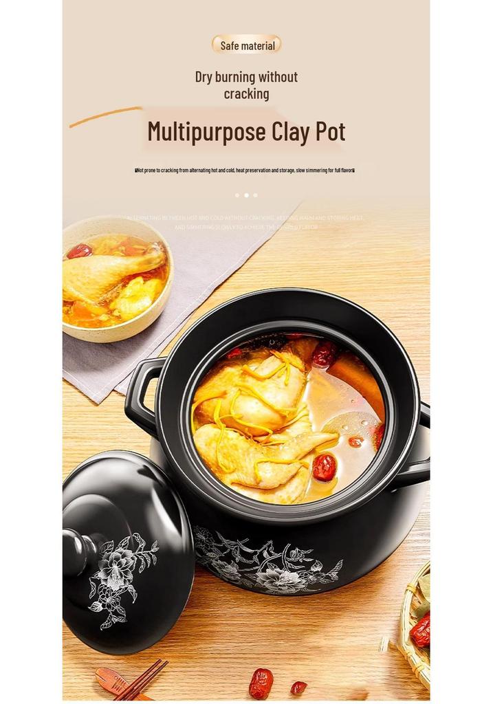 Thickened Ceramic Pot for Soup & Porridge, Anti-Dry, Slow Cooker, Gas Stove Safe
