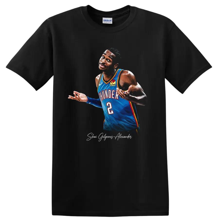 Shai Gilgeous Alexander Basketball T Shirt Thunder Player Pose Sports Tee