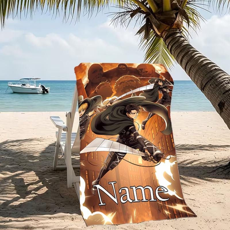 Customizable personalized beach towels Attack on Titan themed designs.Suitable for the beach, yoga, sports;ideal as beach accessories