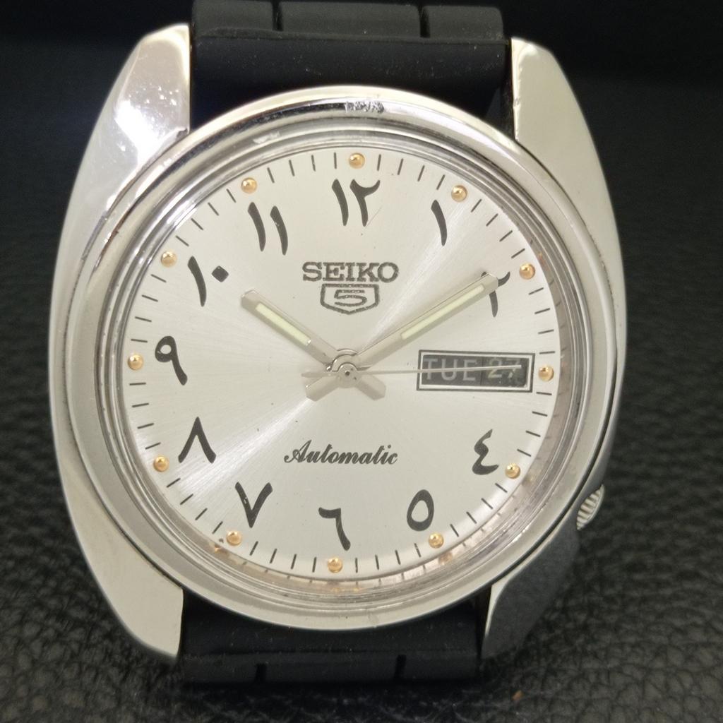 АВТОМАТИЧЕСКИЕ ВИНТАЖНЫЕ SEIKO 5 ЯПОНИЯ 6119C МУЖСКИЕ СЕРЕБРИСТЫМ ЦИФЕРБЛАТОМ АРАБСКИЕ ЧАСЫ a702451-5