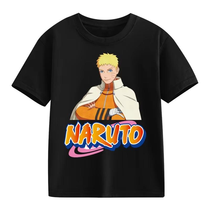 2026 Naruto Kids TShirt Uzumaki Uchiha Sasuke Hatake Kakashi Anime Character Print Cotton Short Sleeve Boys Girls Round Tops