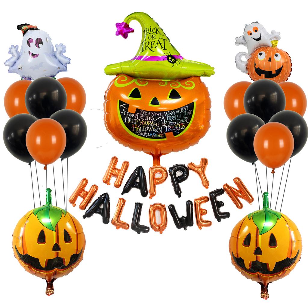 Набор моделирующих воздушных шаров из алюминиевой пленки на Хэллоуин, летучая мышь, паук, тыква, призрак, украшение для вечеринки