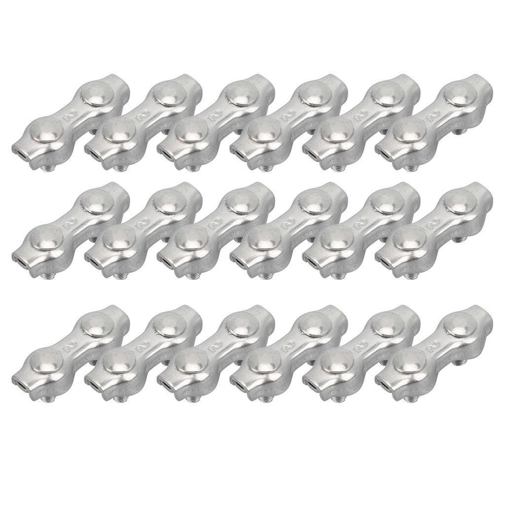 18 шт. M2 Двойной зажим для троса, Кабельные зажимы, Нержавеющая сталь, Двойной 2-стоечный кабельный зажим