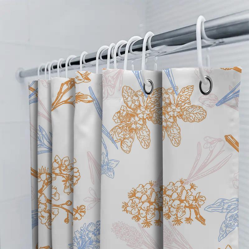 Шторка для душа для ванной комнаты с цветочным декоративным узором, водонепроницаемая ткань, украшение для дома для ванных комнат, оранжевая, синяя, белая, размер 70 х 183