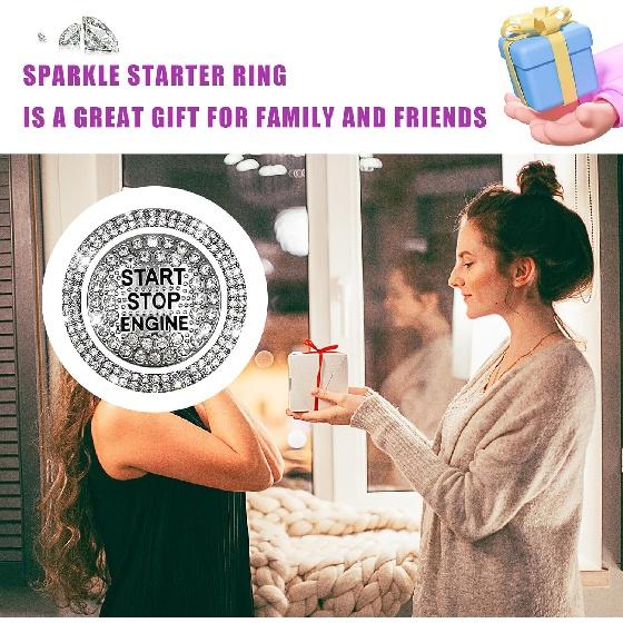 Шикарная наклейка на кнопку запуска автомобиля, сверкающие стразы, полностью защищающая декоративная крышка кнопки, ключ зажигания с защитой от царапин; Кольцо с ручкой,