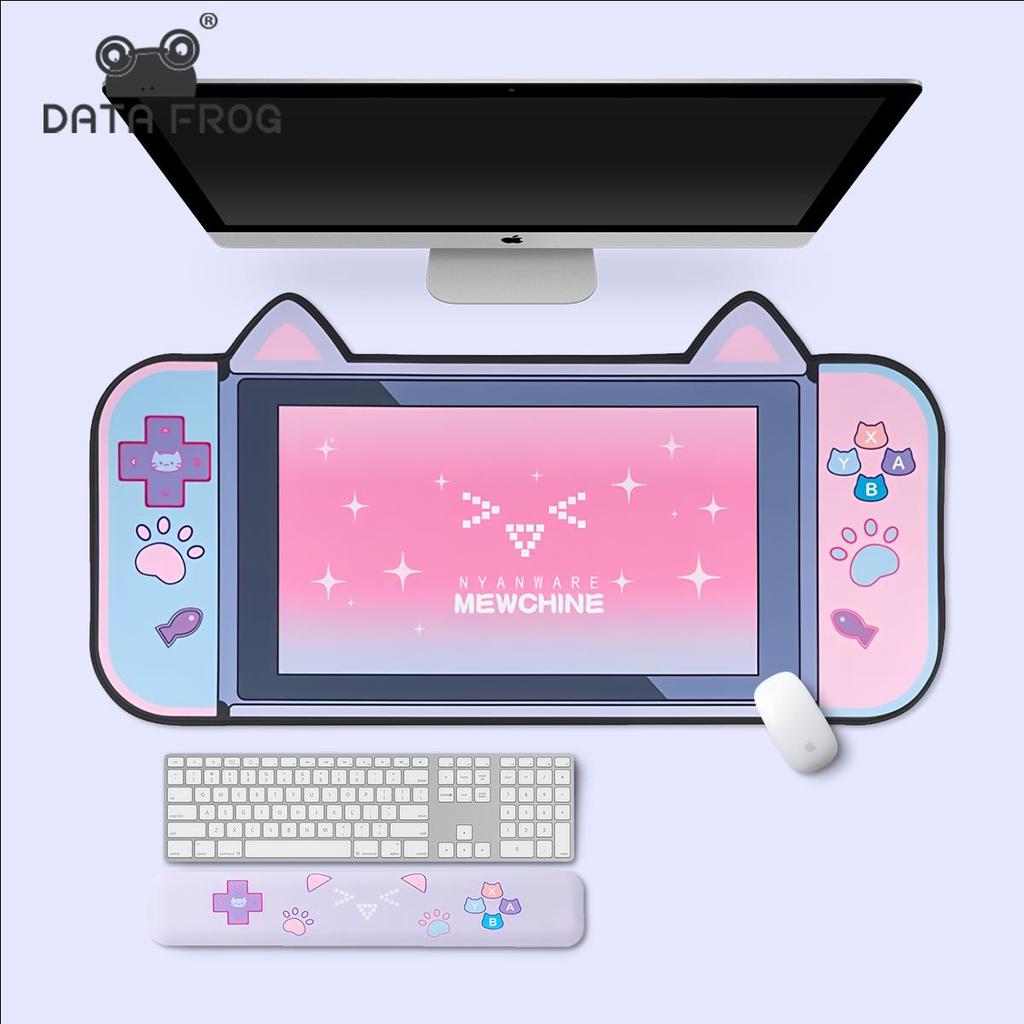 DATA FROG Большой коврик для мыши с милыми кошачьими ушками, компьютерная клавиатура, настольный коврик, большой геймерский коврик для мыши, розовый игровой коврик с героями мультфильмов для девочек, Kawaii, игровые аксессуары
