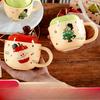 Керамическая кружка Apple Бытовая чашка для воды Высокий уровень внешнего вида Кружка с крышкой Ложка Рождественская сувенирная чашка Подарочная коробка