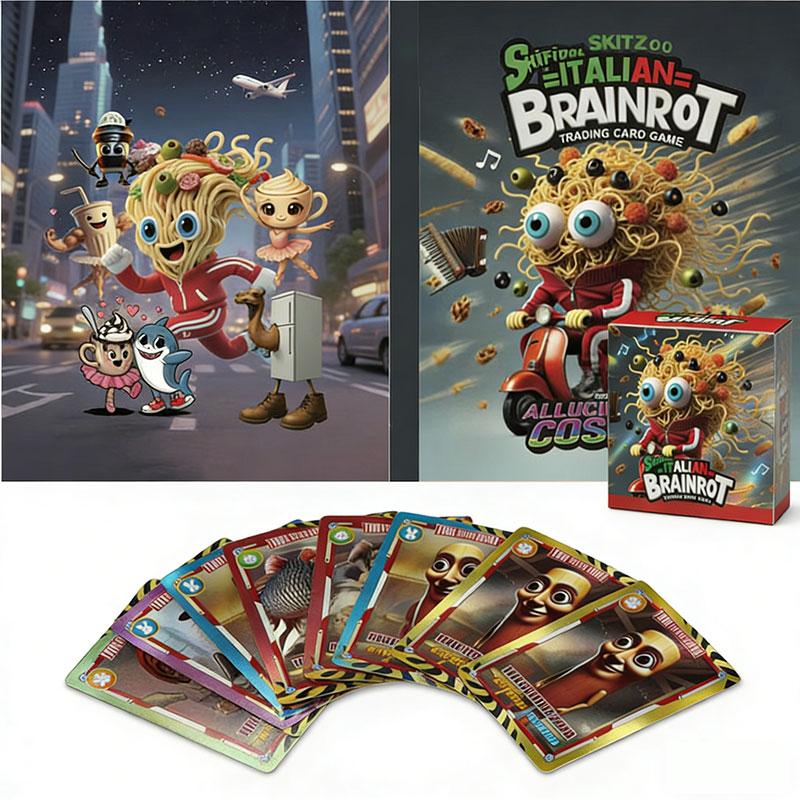 Итальянская Brainrot Коллекционная Карточная Игра Tung Tung Tung Sahur Tralalero Tralala Коллекция Настольные Игры Карты Игрушки Подарок для Детей Сувениры