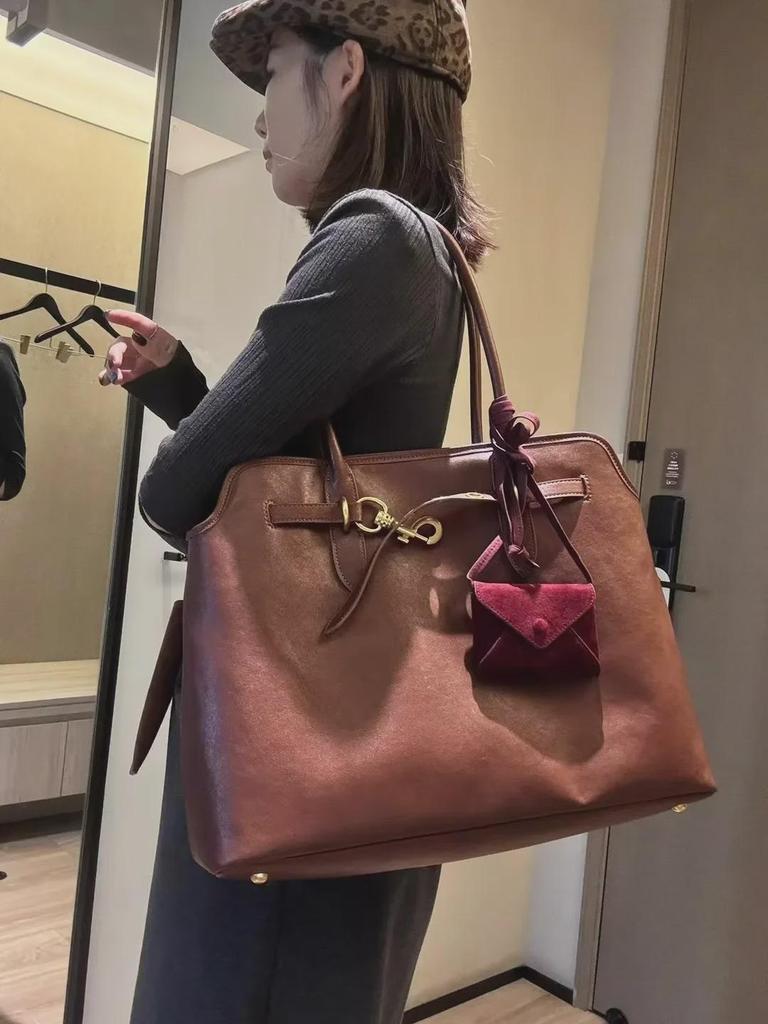 Винтажная сумка-тоут Bowling из воловьей кожи - сумка на плечо и подмышку