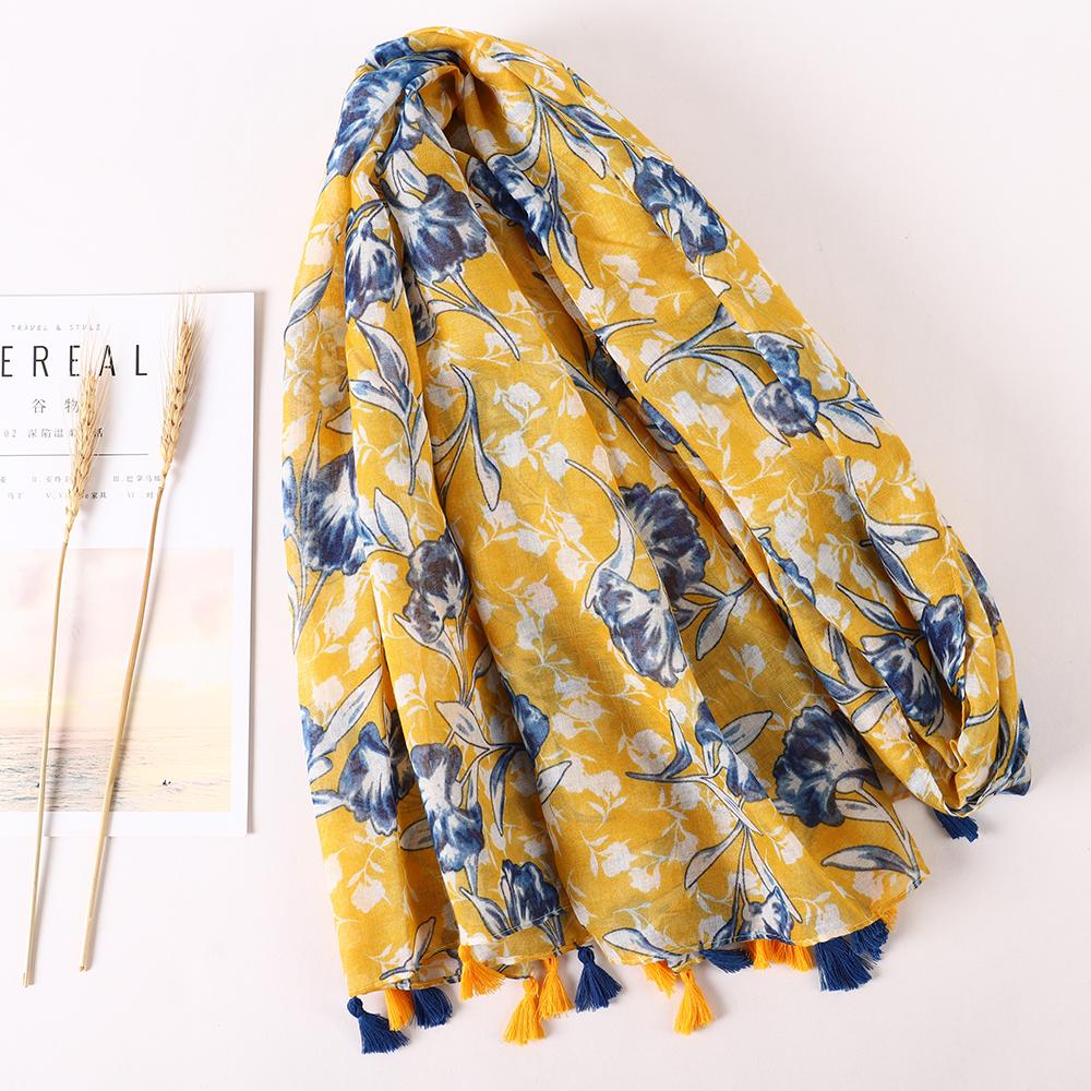 New Fashion Summer Women Scarf Bohemia Flower Beach Hijab Shawls and Wraps Female Foulard Echarpe Designer Pashmina Bandana