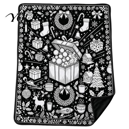 Creative Arts And Crafts Gifts Christmas DIY Coloring Blanket for Adults Kids, Color Your Own Blanket, 59" x 51" Soft Cozy Polyester Couch Cover Throw