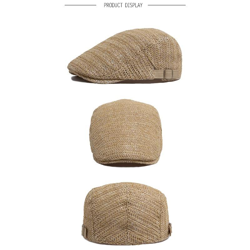 1pc Old Money Style Breathable Straw Berets for Men Women Spring Summer Sun Artist Painter Beret Hat Adjust Flat Cap Newsboy Cap