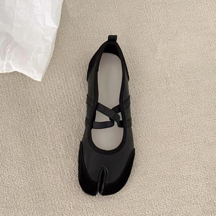 Черный Серебристый Красный Балетки Кроссовки Женские Разделенный Носок Балерина Таби Обувь для Ходьбы Женская Обувь Мэри Джейн Летняя