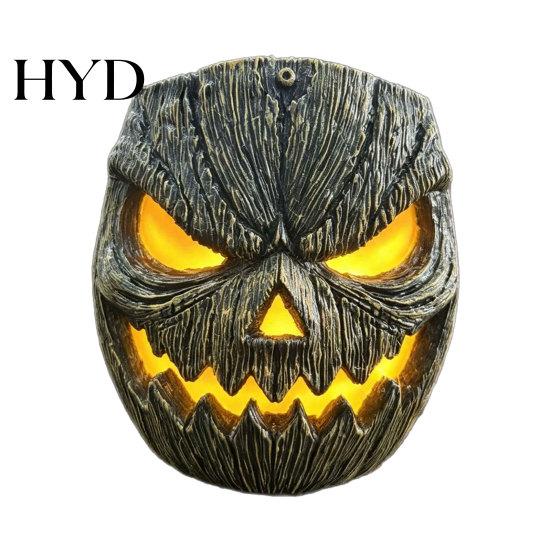 Halloween Outdoor Lightshade Pumpkin Face Figurine, Wall Mounted Tree Statue, Festive Mask Spooky Resin Hugger for Yard, Decor Seasonal Art