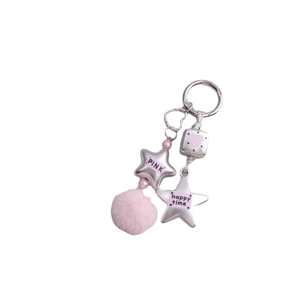 Decorative Star Keychain Y2k Heart Keyring Celestial Zipper Pull Car
