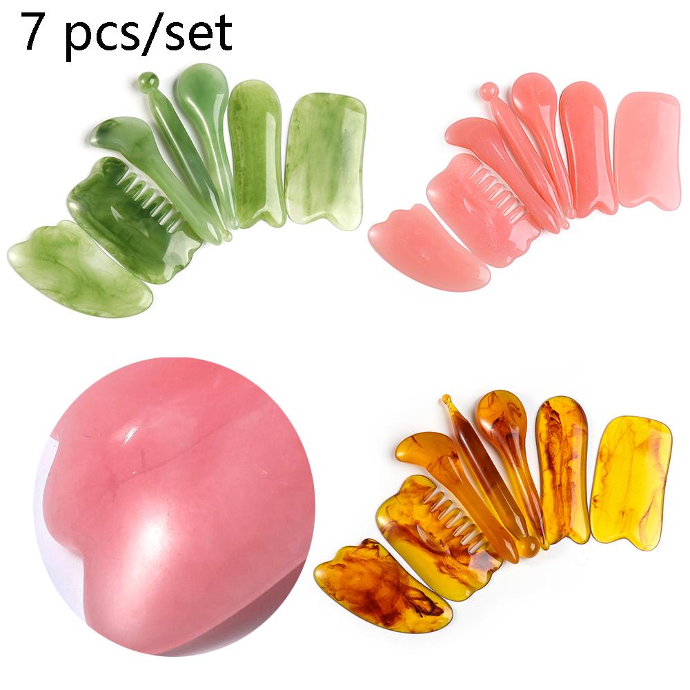 Здравоохранение Многоформенная Смешанная Натуральная Смола Расслабляющая Доска Гуа Ша для Лица Инструмент для Массажа Лица