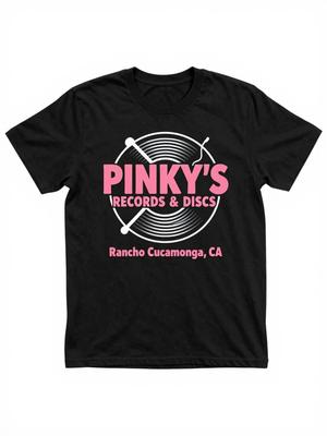 Винтажная футболка с коротким рукавом Pinky'S Records - Классический дизайн в черном цвете, идеально подходит для любого сезона, с мотивом виниловой пластинки