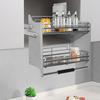 Выдвижная полка из нержавеющей стали для шкафа, Прямоугольная двухъярусная стойка темно-серого цвета 56,2*28*56см для кухонь, баров