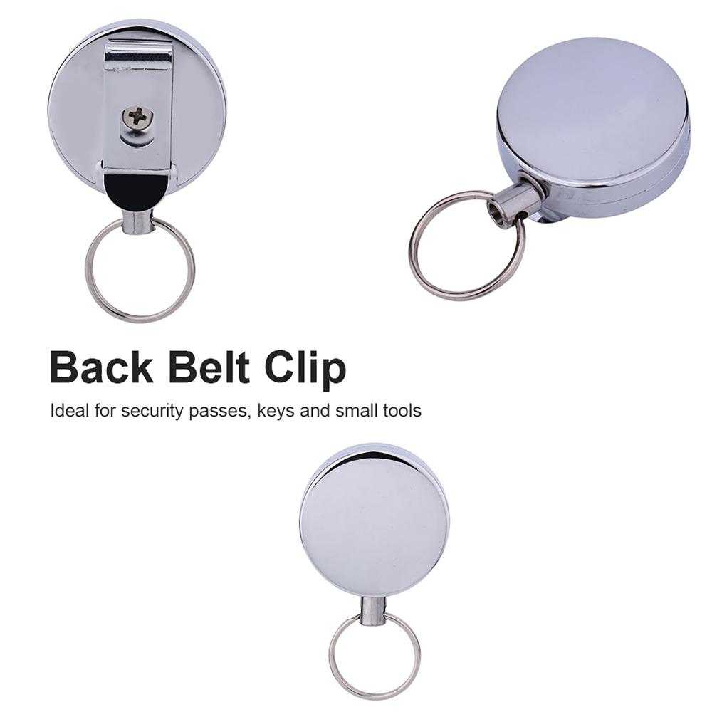 2 Pcs Metal Retractable Pull Chain 65cm Pull Chain Reel Retractable Badge Holder Education Sector