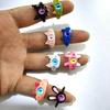 9 шт. Уникальные милые монстрики Кольцо Мультяшный глаз Открытое кольцо Регулируемое Резиновое кольцо на палец Подарок для детей и взрослых