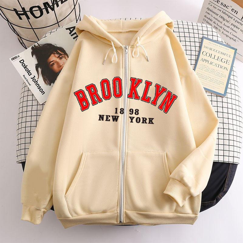 New zipper hooded sweater European and American Los Angeles california sweater spring and autumn coat top