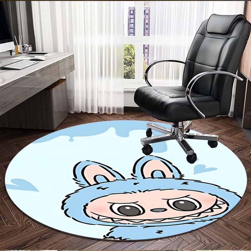 Labubu Print Round Rug, Washable Floor Carpet, For Entryway Dorm Laundry Room Office Study, Home Decor Birthday Christmas Gift
