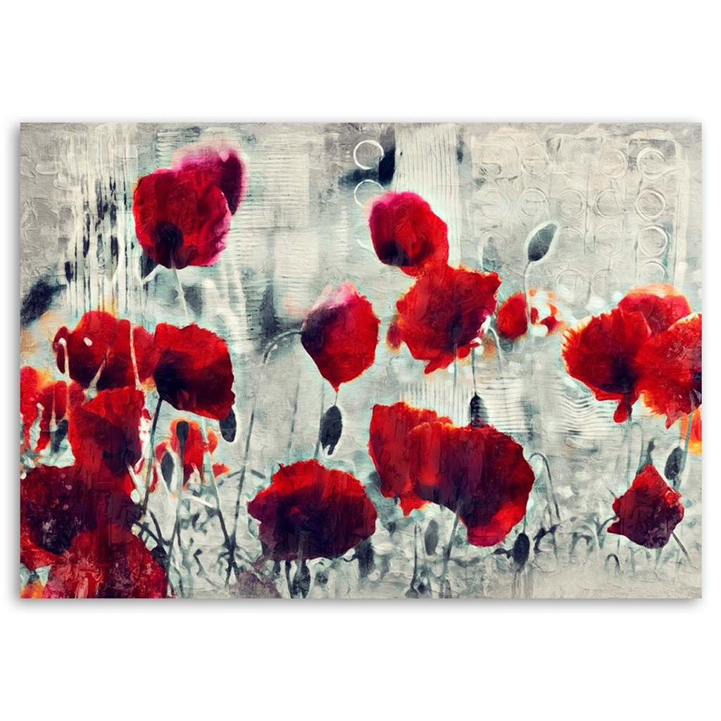 Canvas print, Painted red poppies on a meadow