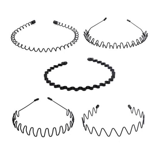 5/8/10 шт. черные металлические повязки на голову унисекс весенние волнистые повязки на голову нескользящие спортивные обручи для волос для мужчин и женщин фитнес повседневная одежда