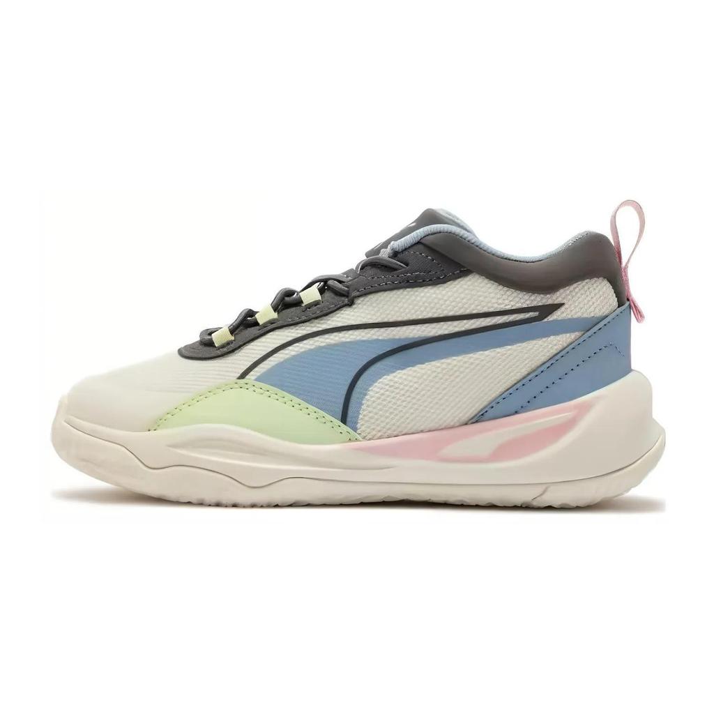 PUMA Playmaker AC Low top Kids Lifestyle Shoes Beige Green Children Aged 3 7 Years Old (Unisex) Kids' Casual Shoes 387354 03
