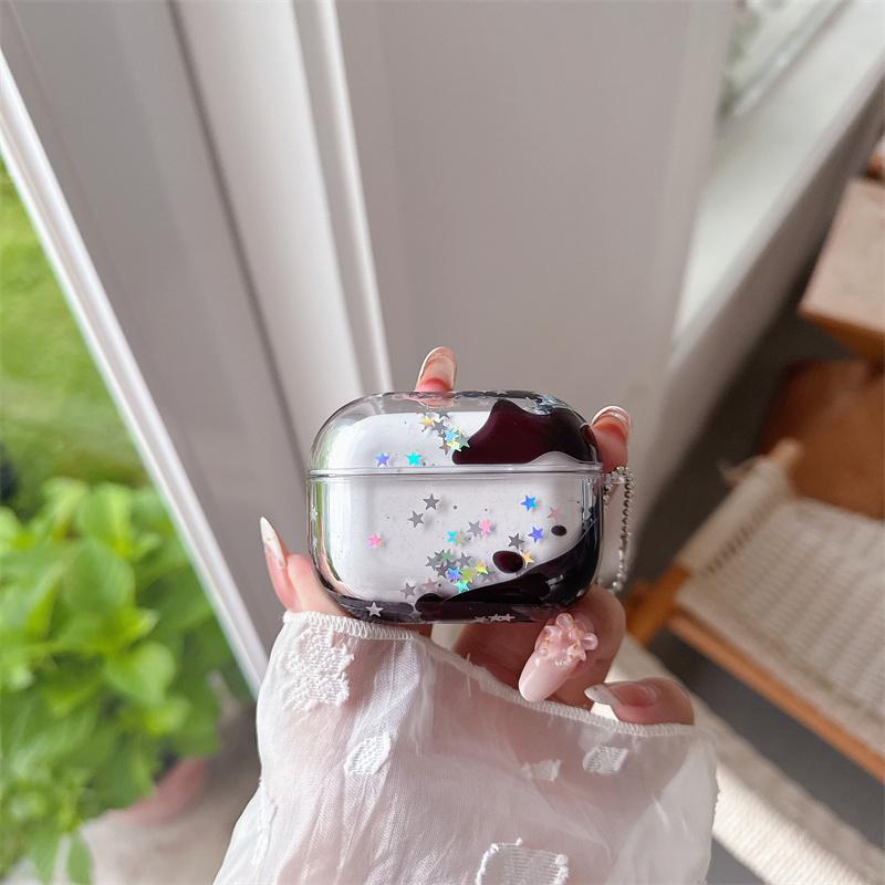 Динамичный Жидкий Чехол для Наушников AirPods Pro Чехол Para el Airpod 4 3 2 Защитный Жесткий Наушники Сияющие Звезды Fundas