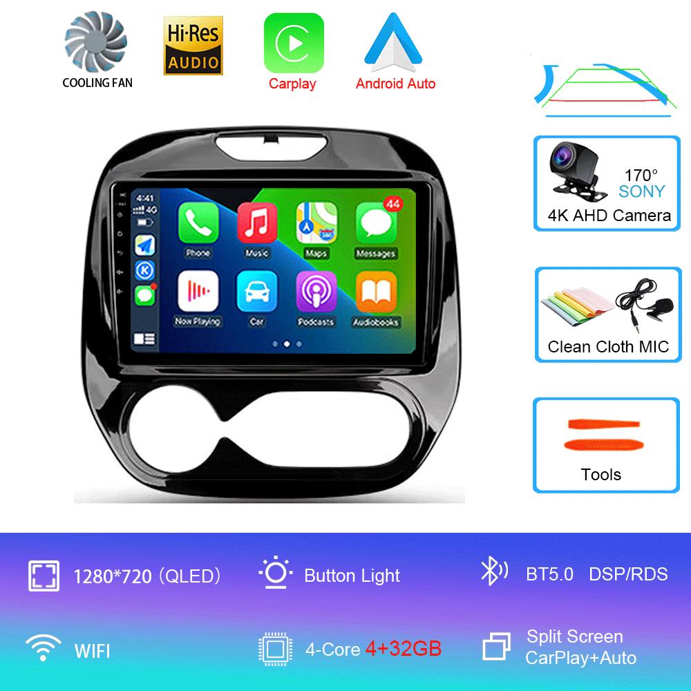 Автомобильное радио Android 14 Carplay для Renault Kaptur Captur 2016 - 2019 Навигация GPS Мультимедийный проигрыватель WiFi+4G Стерео видео Авто BT