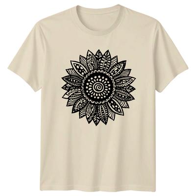 Floral Mandala Art T-Shirt, Flower Pattern Nature Tee
