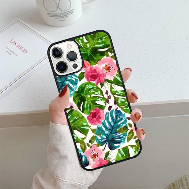 Чехол для телефона с листьями монстеры и цветами пальмы для iPhone 17 Air 14 15 16 13 12 Чехол для Apple 14 15 16 Pro Max Plus
