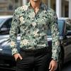 Мужская формальная рубашка с длинным рукавом, на пуговицах, с воротником, с цветочным принтом, романтический большой цветок, цветущий цветок, печать по всему телу, мужская тропи
