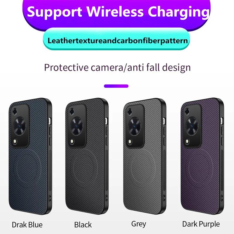 For Huawei Nova Y91 Y72S Phone Case Magnetic Wireless Charging Lens Protect Shockproof Silicone Leather Back Cover Shell Cases