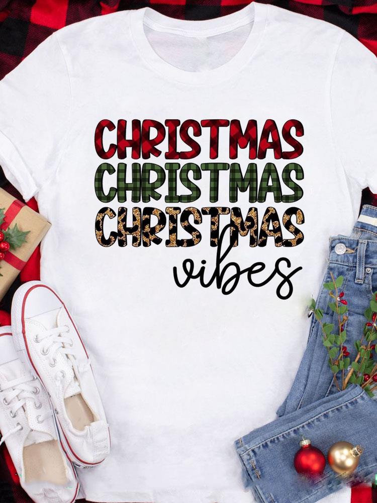 (Азиатский размер) Топ Футболка фестиваль Счастливого Рождества Новый год Праздник Повседневный любовь сердце клетка Женский Принт Леди Короткий рукав Мода Графические футболки