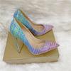 Туфли на высоком каблуке с градиентным рисунком, пикантные женские синглы с острым носком, обувь больших размеров