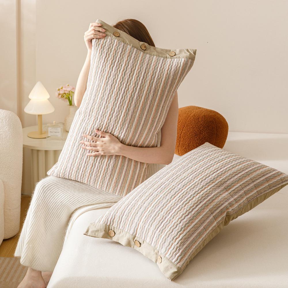 Skin-friendly Pillowslip Pure Cotton Pillow Cover Envelope-style Plaid Pillowcase Dormitory