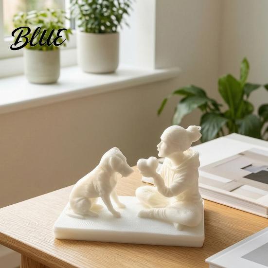 Скульптура с гладкой текстурой, настольное животное, собака, владелец собаки, 3D-печатная скульптура, статуэтка, простой стиль, украшение, фигурка, для дома, офиса, стола