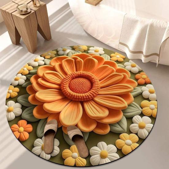 Цветочный Плюшевый Диатомовый Земляной Коврик для Пола 3D Визуальный Цветочный Узор Диатомовая Грязь Коврики для Пола Нескользящий Впитывающий Коврик для Ванной для Спальни Кухни Прихожей