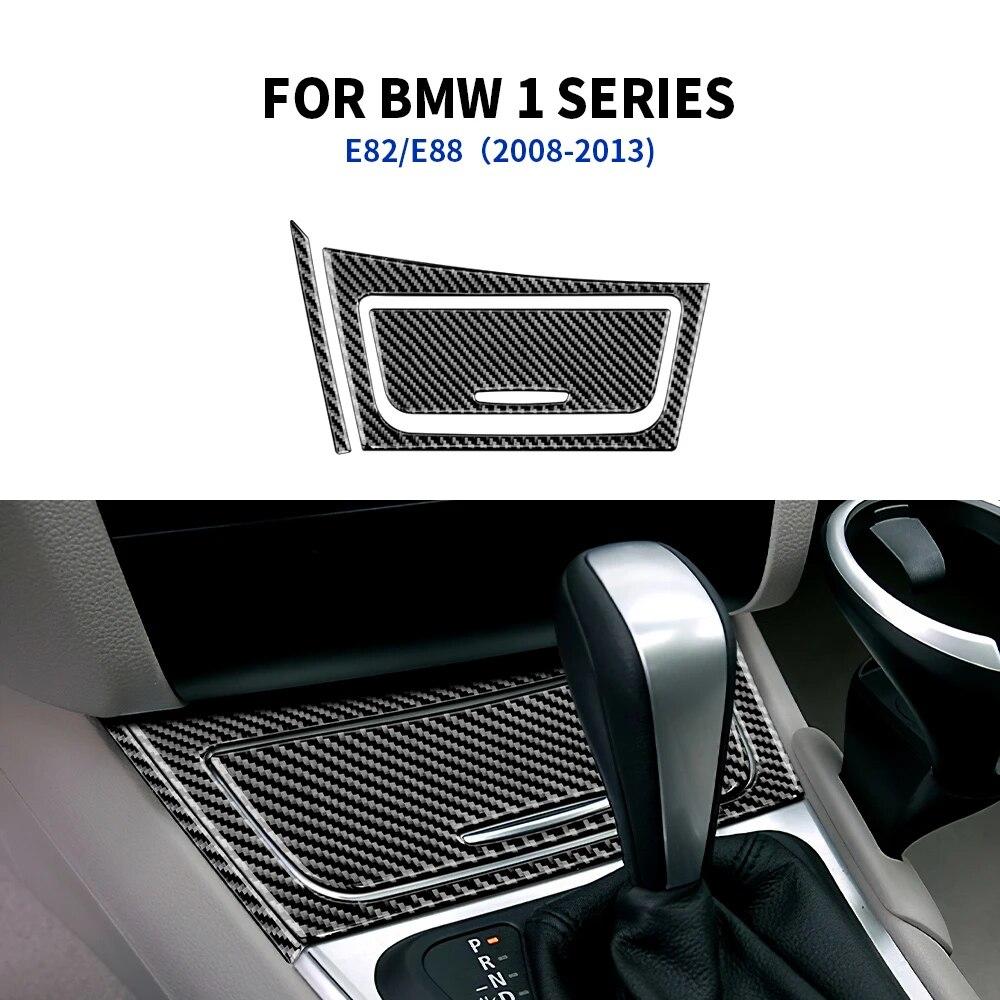 Для BMW 1 серии E81 E82 E87 E88 2008-2013 аксессуары из углеродного волокна, панель переключения передач автомобиля, боковая полоса, ящик для хранения, наклейка на раму