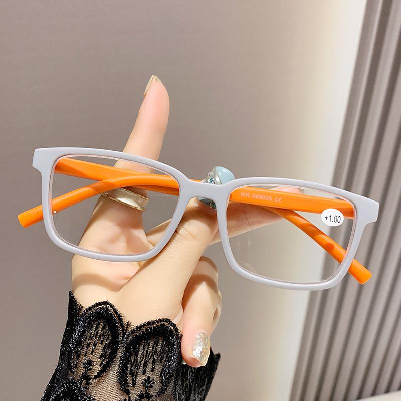 Colorful Anti Blue Light Reading Glasses Spring Eyeglass Legs AC Eyeglass Lenses 0To+4.0 Rectangular Fashion Far Sighted Glasses