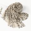 Hijab Women's Floral Print Tassel Voile Shawl Muslim Long Scarf Islam Head Wrap Turbans Fashion Lightweight Soft Scarves