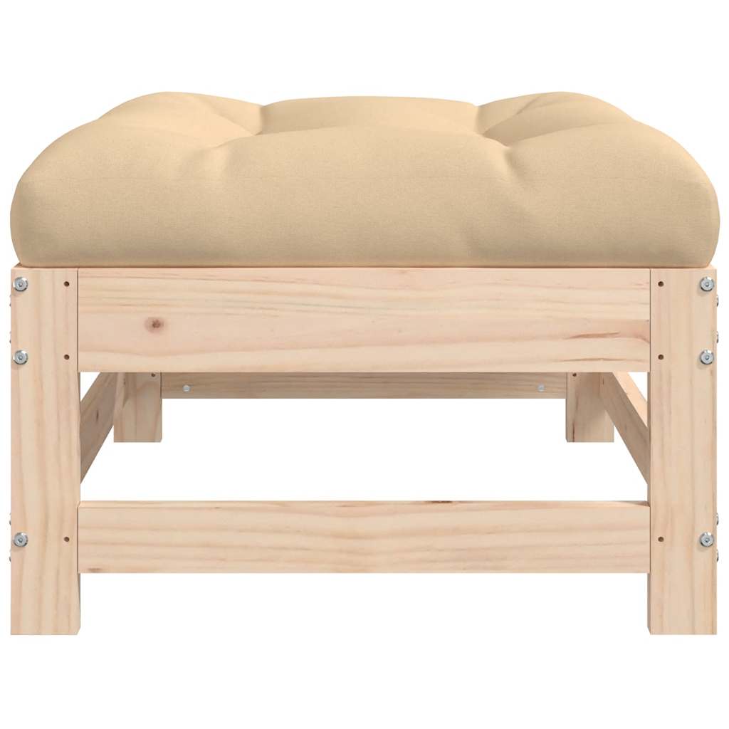 Garden Stool with Cushion Solid Pine Wood